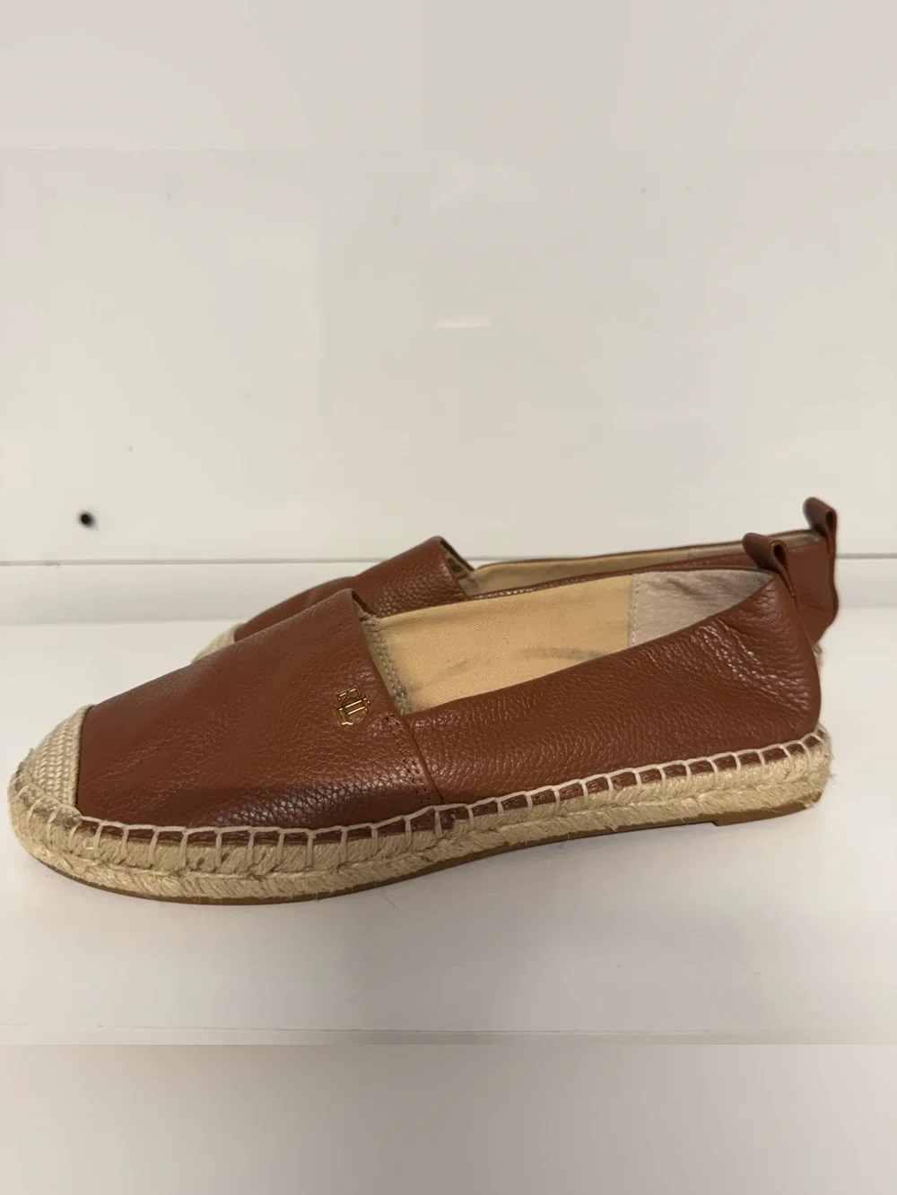 Ralph Lauren Brown Leather Espadrille Flats